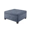 Kirkland's Home Benches & Ottomans-Navy Tufted Square Storage Ottoman
