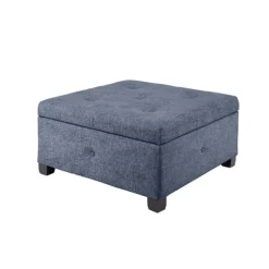Kirkland's Home Benches & Ottomans-Navy Tufted Square Storage Ottoman