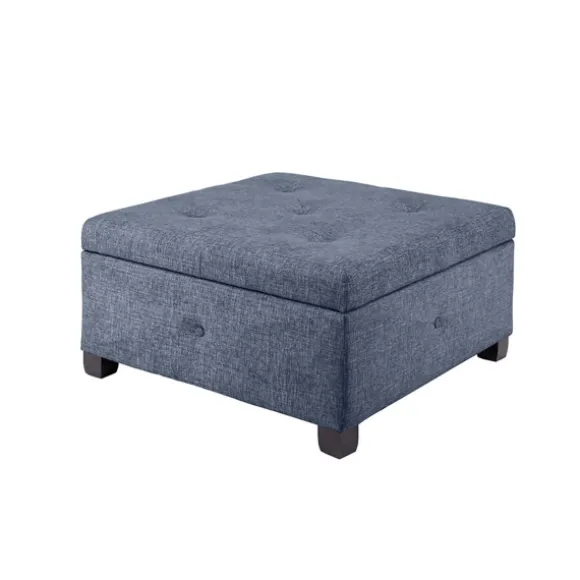 Kirkland's Home Benches & Ottomans-Navy Tufted Square Storage Ottoman