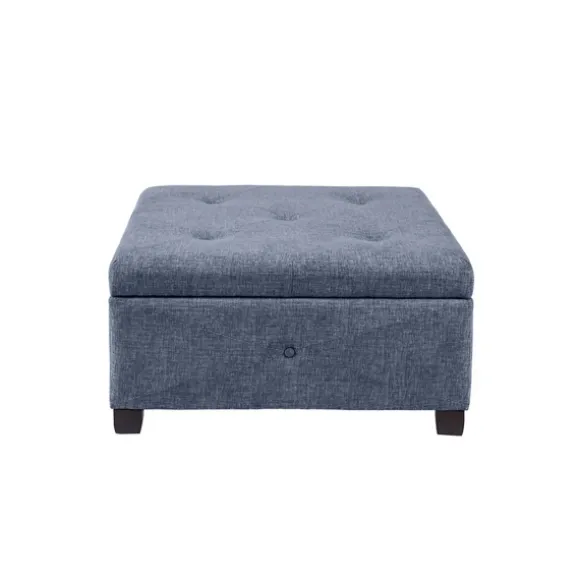 Kirkland's Home Benches & Ottomans-Navy Tufted Square Storage Ottoman