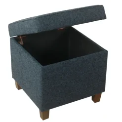 Kirkland's Home Benches & Ottomans-Navy Tufted Upholstered Storage Ottoman