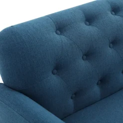 Kirkland's Home Sofas & Loveseats-Navy Upholstered Button Tufted Loveseat