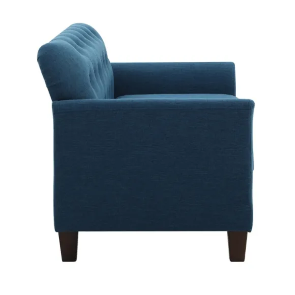 Kirkland's Home Sofas & Loveseats-Navy Upholstered Button Tufted Loveseat