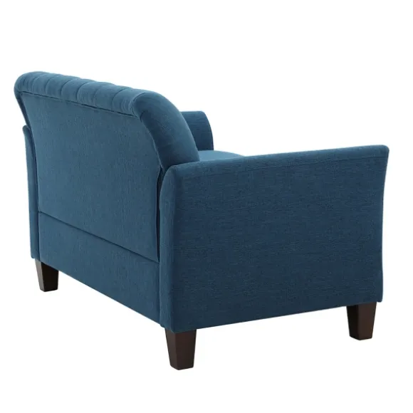 Kirkland's Home Sofas & Loveseats-Navy Upholstered Button Tufted Loveseat