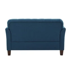 Kirkland's Home Sofas & Loveseats-Navy Upholstered Button Tufted Loveseat