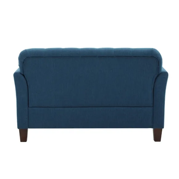 Kirkland's Home Sofas & Loveseats-Navy Upholstered Button Tufted Loveseat