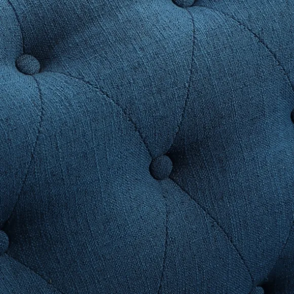 Kirkland's Home Sofas & Loveseats-Navy Upholstered Button Tufted Loveseat