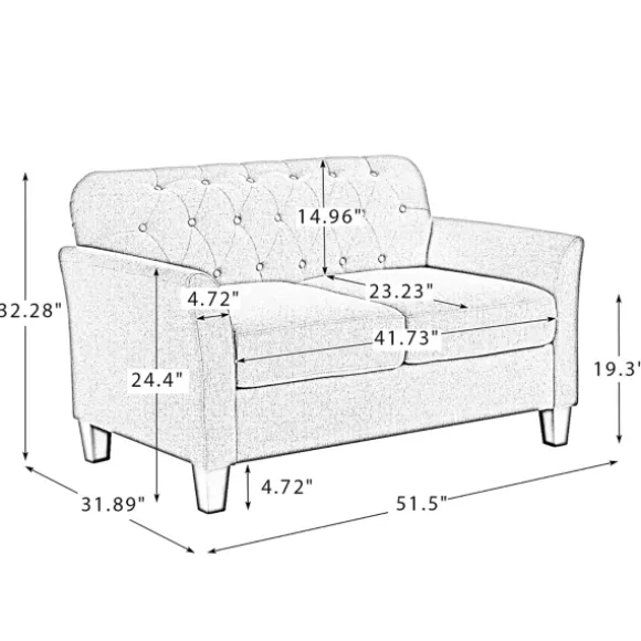 Kirkland's Home Sofas & Loveseats-Navy Upholstered Button Tufted Loveseat