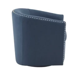 Kirkland's Home Accent Chairs-Navy Upholstered Nailhead Swivel Accent Chair
