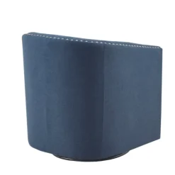 Kirkland's Home Accent Chairs-Navy Upholstered Nailhead Swivel Accent Chair
