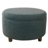 Kirkland's Home Benches & Ottomans-Navy Upholstered Round Storage Ottoman