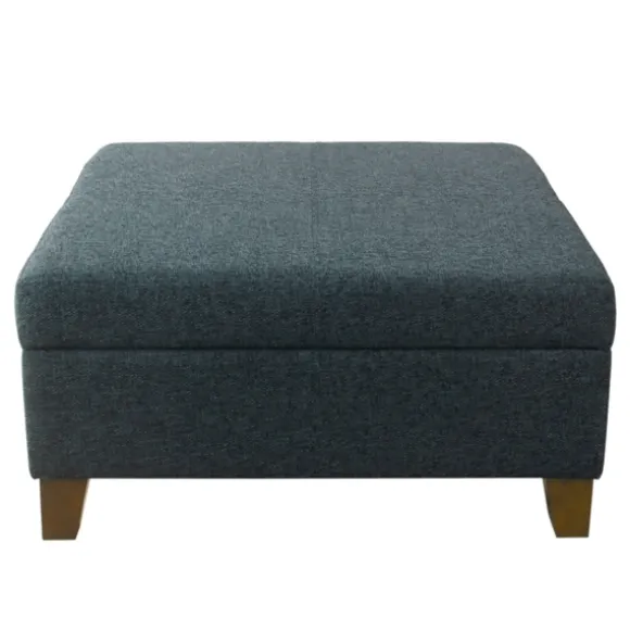 Kirkland's Home Benches & Ottomans-Navy Upholstered Square Storage Ottoman