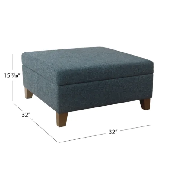 Kirkland's Home Benches & Ottomans-Navy Upholstered Square Storage Ottoman
