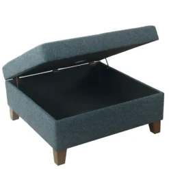 Kirkland's Home Benches & Ottomans-Navy Upholstered Square Storage Ottoman