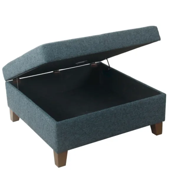 Kirkland's Home Benches & Ottomans-Navy Upholstered Square Storage Ottoman