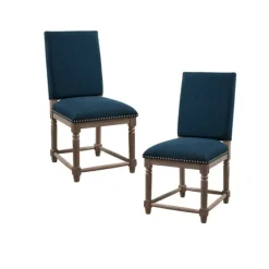 Kirkland's Home Dining Chairs-Navy Upholstered Wood Dining Chairs, Set Of 2