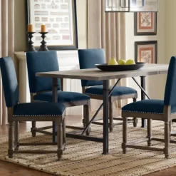 Kirkland's Home Dining Chairs-Navy Upholstered Wood Dining Chairs, Set Of 2
