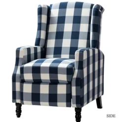 Kirkland's Home Accent Chairs-Navy Windowpane Plaid Recliner