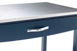 Kirkland's Home Kitchen Islands & Bar Carts-Navy Wood And Stainless Steel Top Kitchen Cart