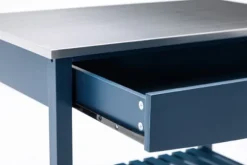 Kirkland's Home Kitchen Islands & Bar Carts-Navy Wood And Stainless Steel Top Kitchen Cart