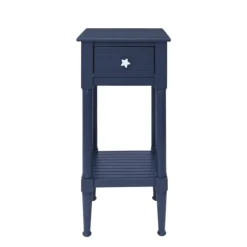 Kirkland's Home Accent & End Tables-Navy Wood Coastal Compact Accent Table