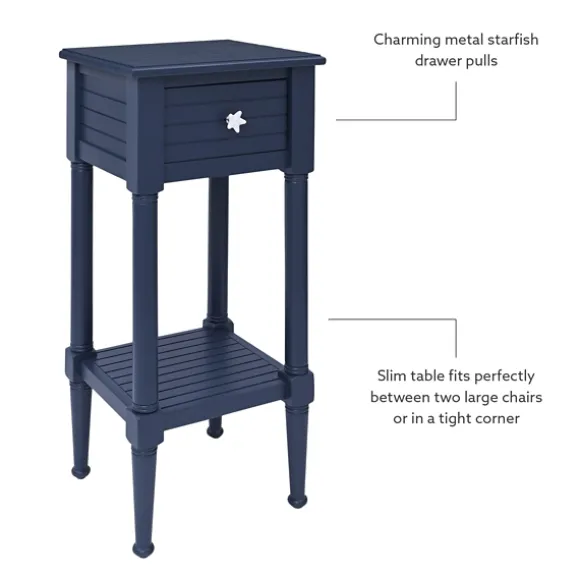 Kirkland's Home Accent & End Tables-Navy Wood Coastal Compact Accent Table