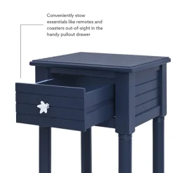 Kirkland's Home Accent & End Tables-Navy Wood Coastal Compact Accent Table