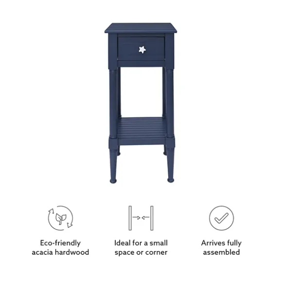 Kirkland's Home Accent & End Tables-Navy Wood Coastal Compact Accent Table