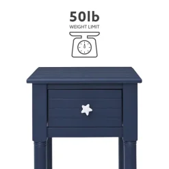 Kirkland's Home Accent & End Tables-Navy Wood Coastal Compact Accent Table