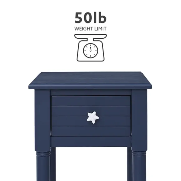 Kirkland's Home Accent & End Tables-Navy Wood Coastal Compact Accent Table