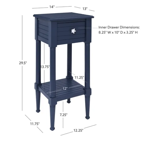 Kirkland's Home Accent & End Tables-Navy Wood Coastal Compact Accent Table