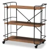 Kirkland's Home Kitchen Islands & Bar Carts-Nellie Walnut 3-Tier Mobile Bar Cart