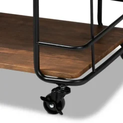 Kirkland's Home Kitchen Islands & Bar Carts-Nellie Walnut 3-Tier Mobile Bar Cart