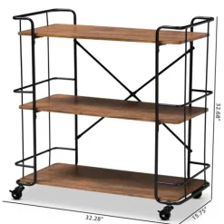 Kirkland's Home Kitchen Islands & Bar Carts-Nellie Walnut 3-Tier Mobile Bar Cart