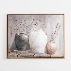 Kirkland's Home Canvas Art-Neutral Botanical Vases Framed Canvas Art Print