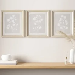 Kirkland's Home Framed Art-Neutral Floral Sprigs 3-Pc. Framed Art Set