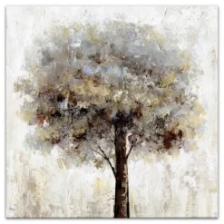 Kirkland's Home Canvas Art-Neutral Painted Tree Square Canvas Art Print