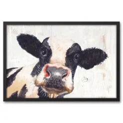 Kirkland's Home Framed Art-Neutral Staring Cow Framed Canvas Art Print