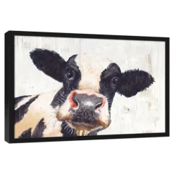Kirkland's Home Framed Art-Neutral Staring Cow Framed Canvas Art Print