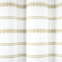 Kirkland's Home Shower Curtains-Neutral Striped And Tasseled Shower Curtain