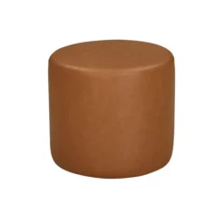 Kirkland's Home Benches & Ottomans-Newton Carmel Faux Leather Cylinder Ottoman