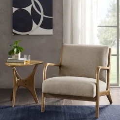 Kirkland's Home Accent Chairs-Nolan Cream Mid-Century Accent Chair