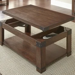 Kirkland's Home Coffee Tables-Nolan Lift Top Wood And Metal Accents Coffee Table