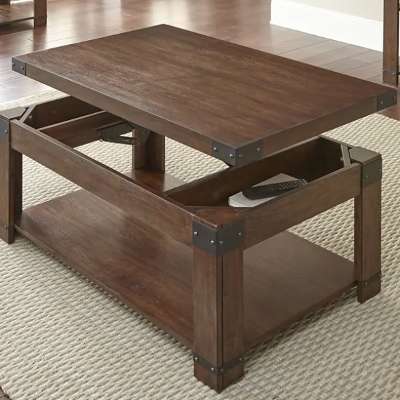 Kirkland's Home Coffee Tables-Nolan Lift Top Wood And Metal Accents Coffee Table