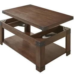 Kirkland's Home Coffee Tables-Nolan Lift Top Wood And Metal Accents Coffee Table