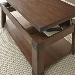 Kirkland's Home Coffee Tables-Nolan Lift Top Wood And Metal Accents Coffee Table