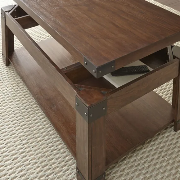 Kirkland's Home Coffee Tables-Nolan Lift Top Wood And Metal Accents Coffee Table