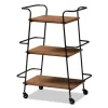 Kirkland's Home Kitchen Islands & Bar Carts-Norris Walnut 3-Tier Mobile Bar Cart