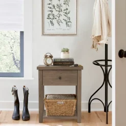 Kirkland's Home Accent & End Tables-Oak Bailie Wooden Side Table