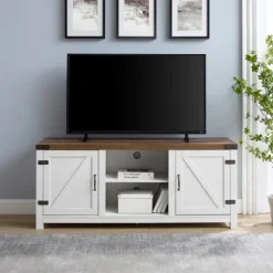 Kirkland's Home Tv Stands & Media Consoles-Oak Farmhouse Double Door Tv Stand